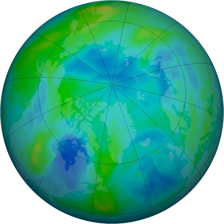 Arctic ozone map for 13 October 1997